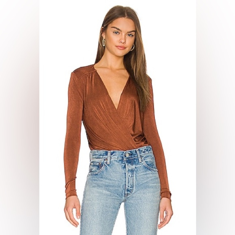 Intimately Free People Turnt Bodysuit in Mesa Surplice Long-Sleeve NWT XS